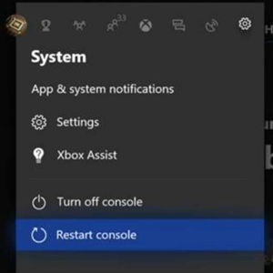 Пункты перезагрузки консоли в меню Settings