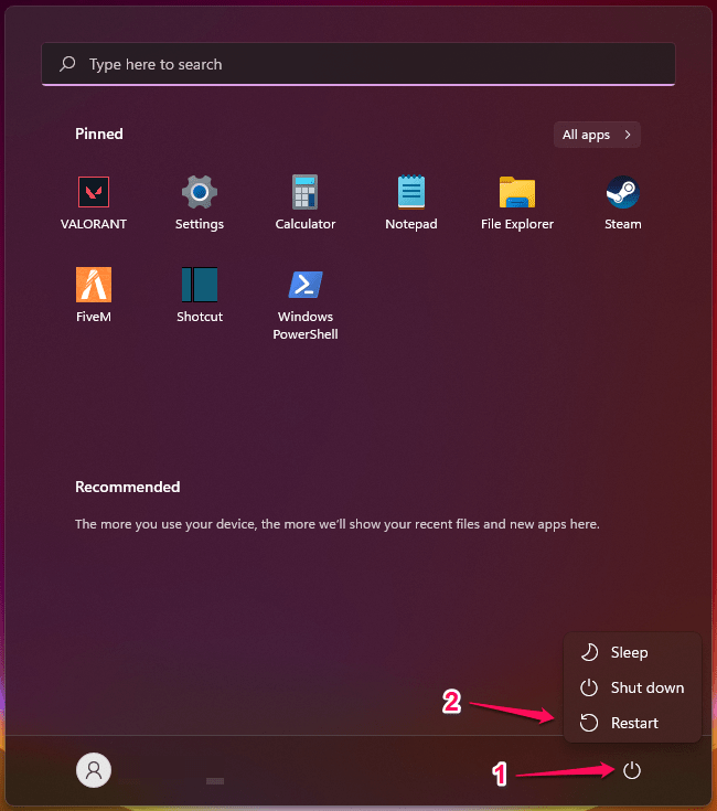 Перезагрузка Windows 11