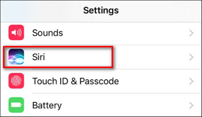 Настройки Siri — пункт меню Siri
