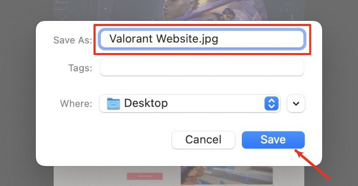 Выберите папку и имя файла для сохранения изображения