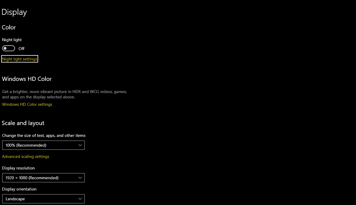 Параметры масштабирования дисплея в Windows