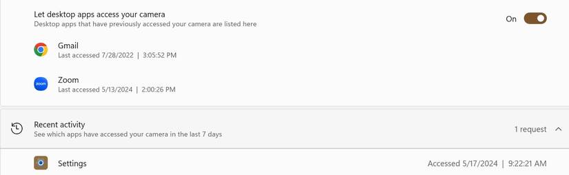 Проверка приложений, обращавшихся к вебкамерам в Windows