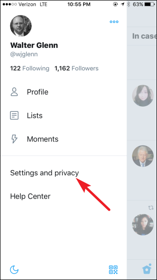 Меню уведомлений в приложении Twitter — фильтры