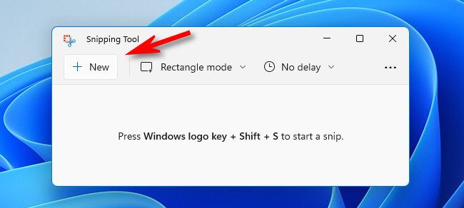 Нажмите New, чтобы начать новый захват в Snipping Tool