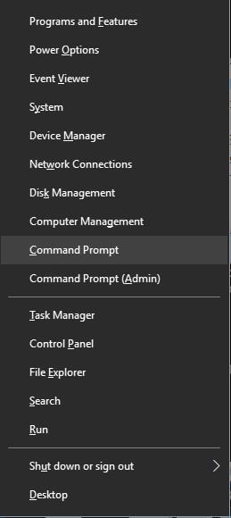 Открытая командная строка Windows 10