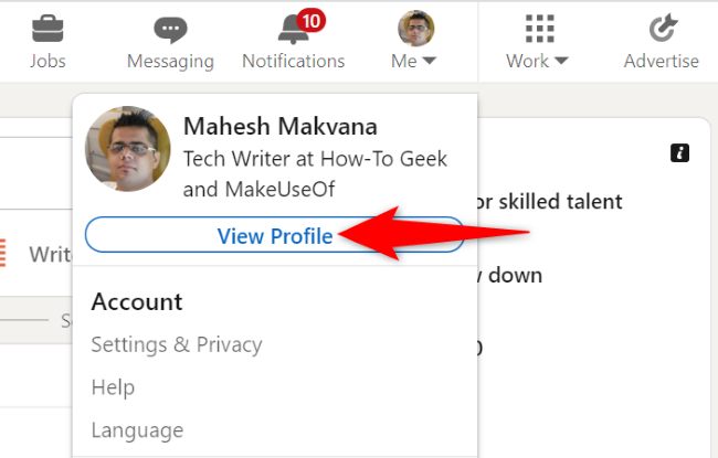 Выберите Me > Просмотреть профиль вверху.