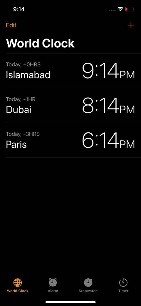 iPhone world clock