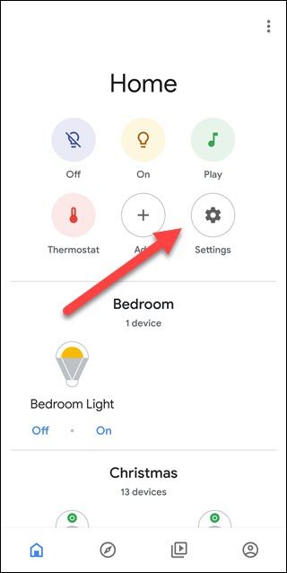 Открыть настройки Google Home
