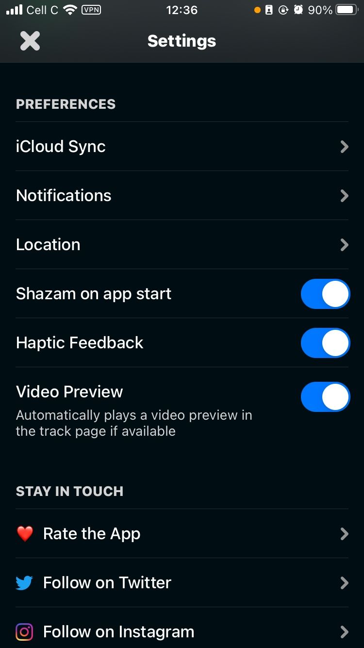 включённое видеопревью в настройках shazam