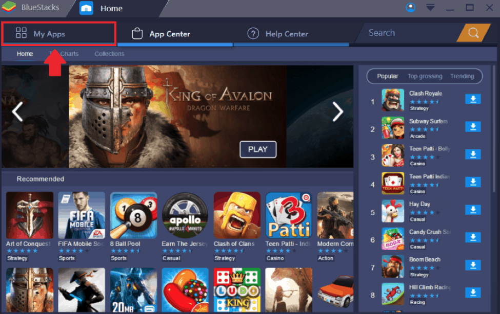 Окно установки BlueStacks на ПК