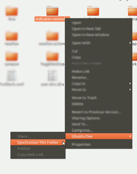Синхронизация папки remindor через Ubuntu One