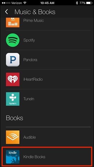 Список Kindle Books в приложении Alexa
