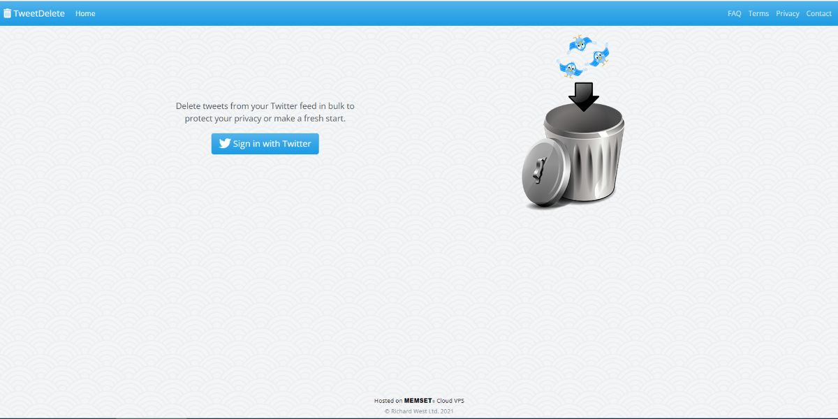 Иллюстрация страницы TweetDelete с настройками удаления твитов