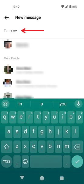 Поиск своего имени в Facebook Messenger для Android.