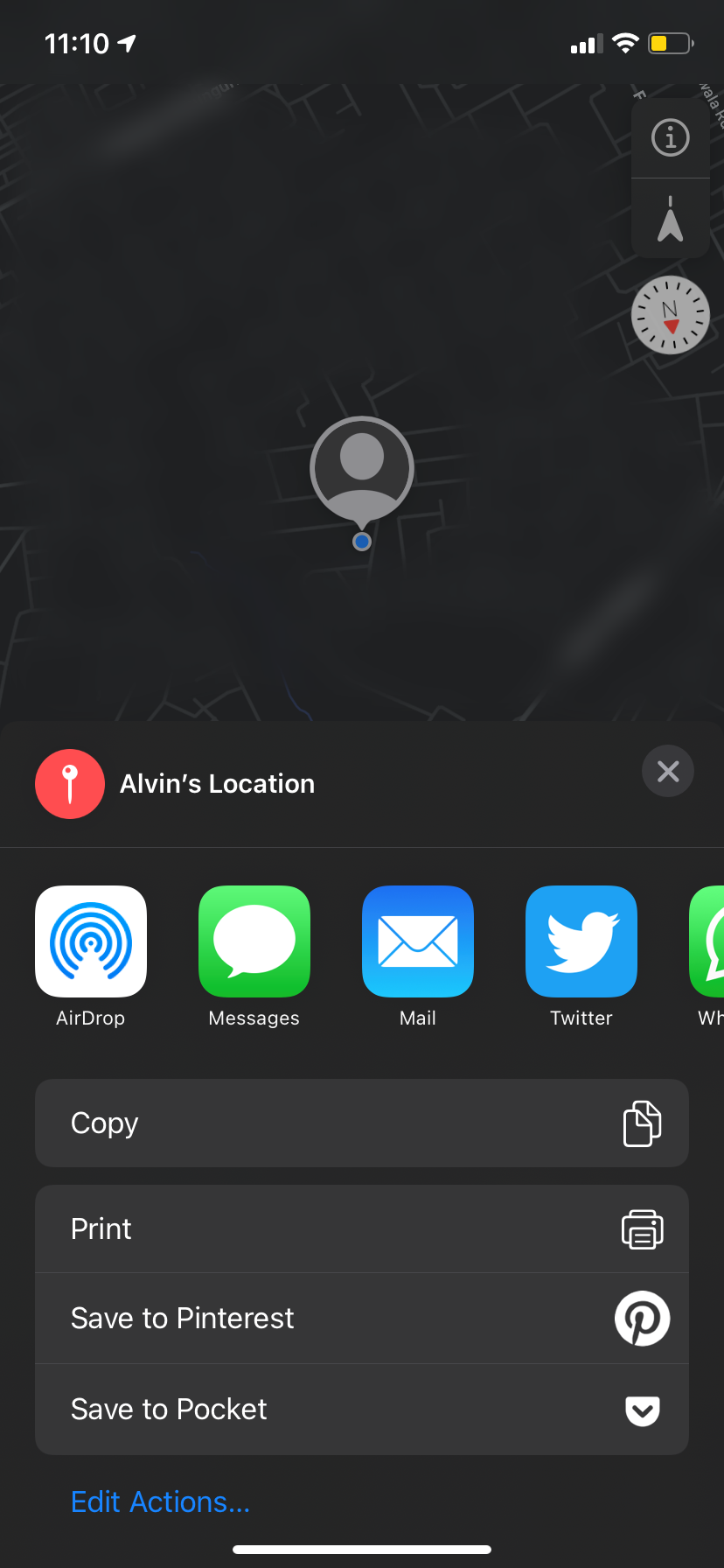 Меню обмена в Apple Maps