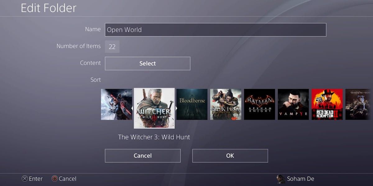 Editing a folder on PS4
