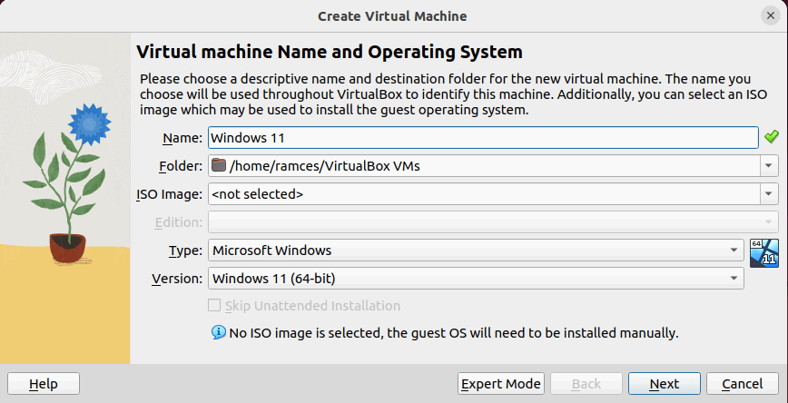 Форма создания ВМ с полем Name и Version.