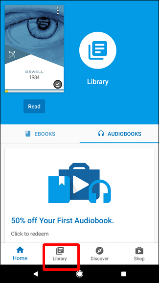 Раздел «Библиотека» в приложении Google Play Books