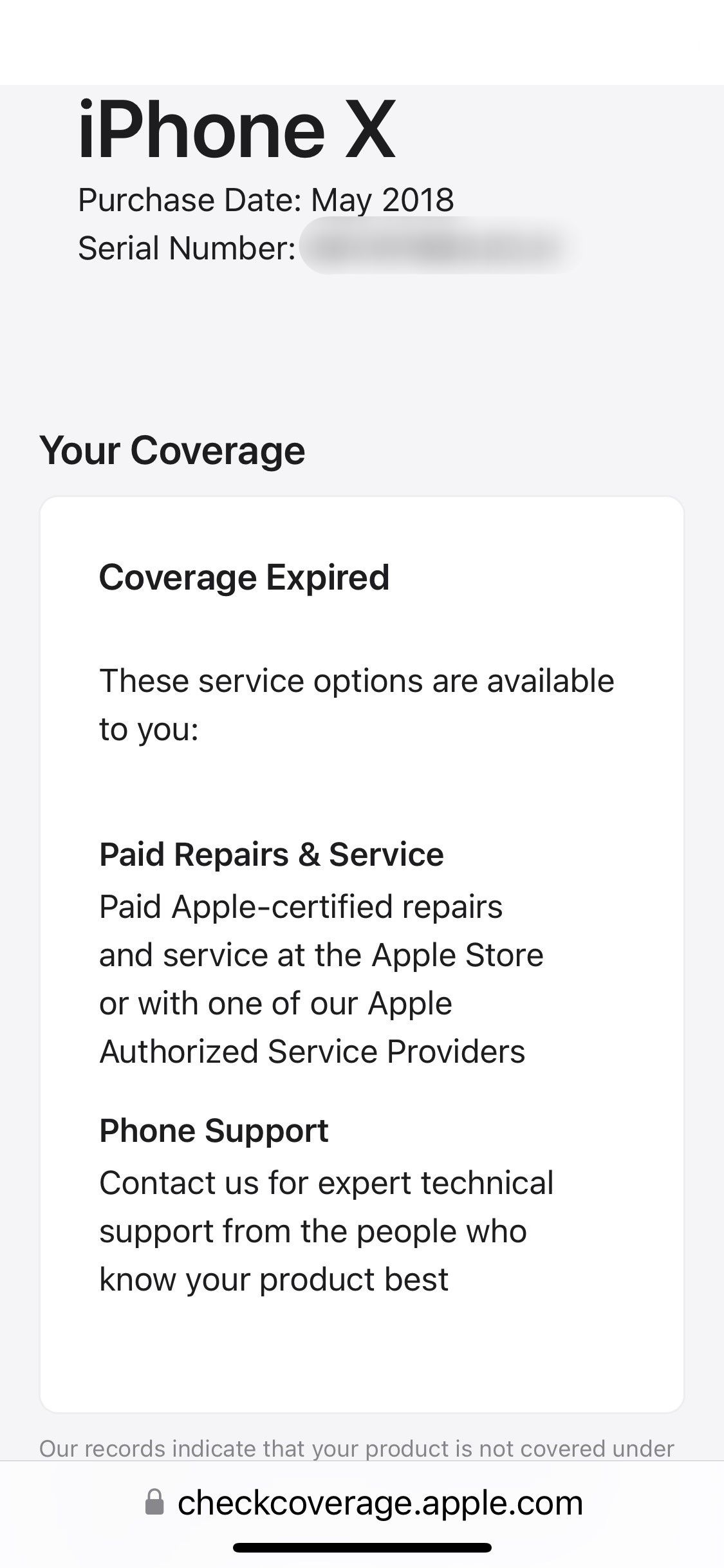 Проверьте статус покрытия для вашего iPhone на странице проверки покрытия Apple