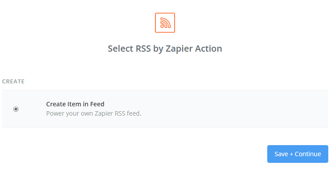 Действие Create Item in Feed в Zapier