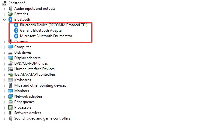 Диспетчер устройств: раздел Bluetooth
