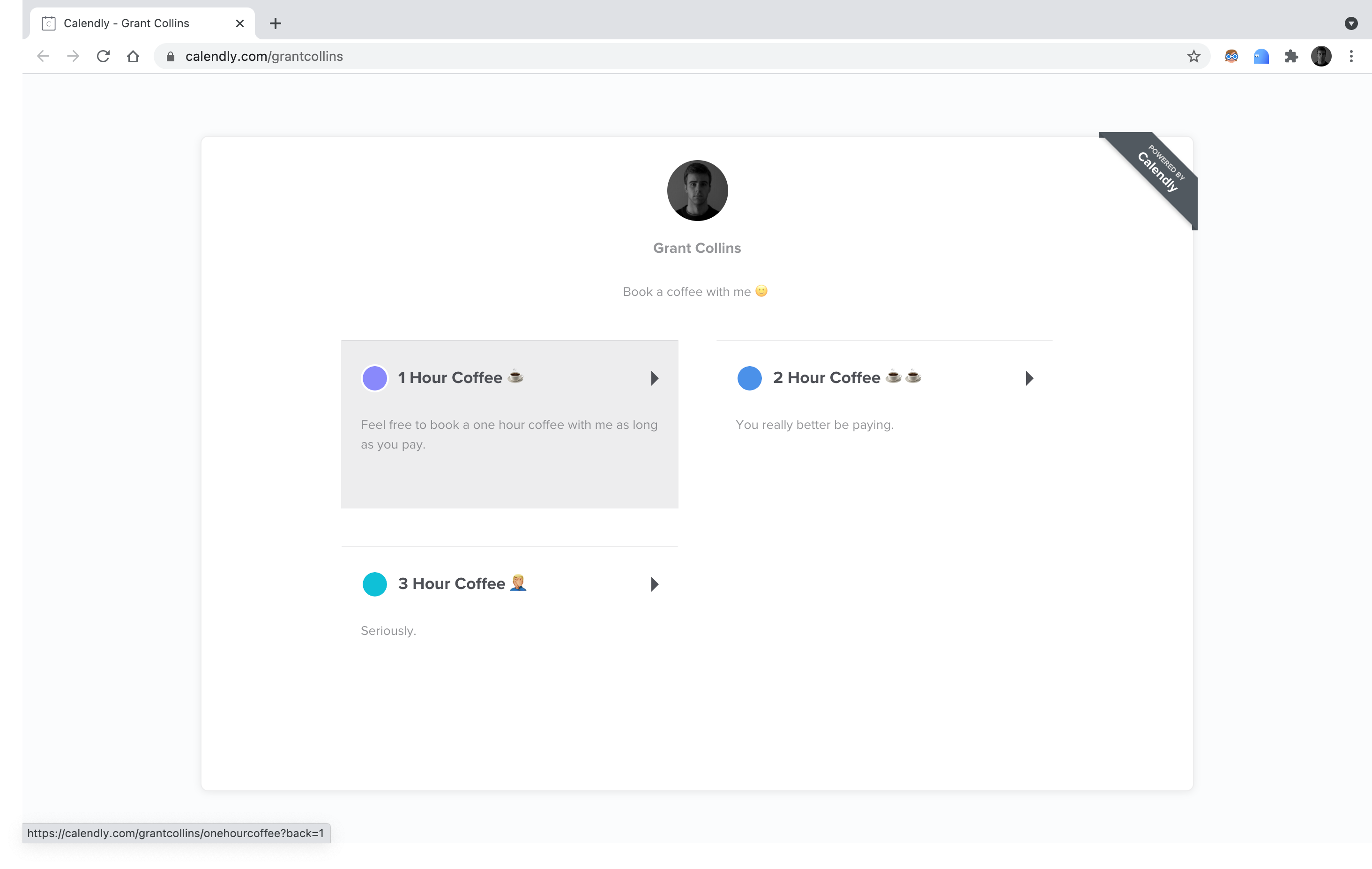 Страница бронирования со всеми типами событий