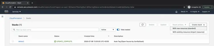 Создание стека с новыми ресурсами