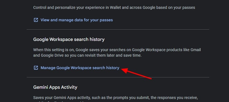 управление историей поиска google workspace