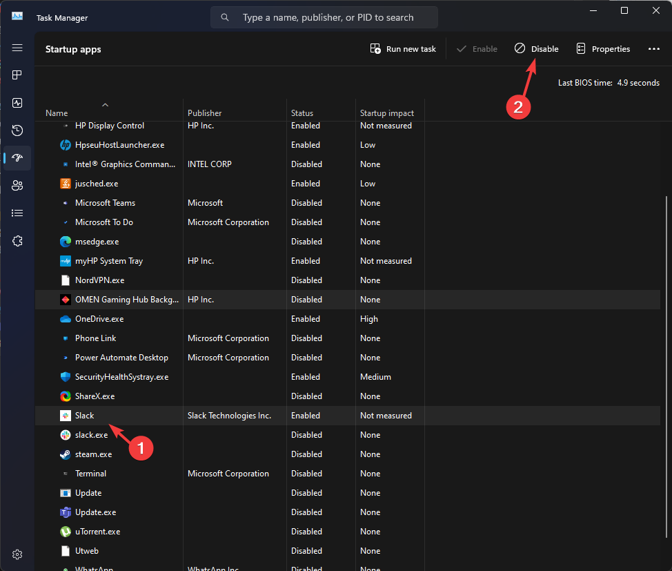 Disable Third party startup apps