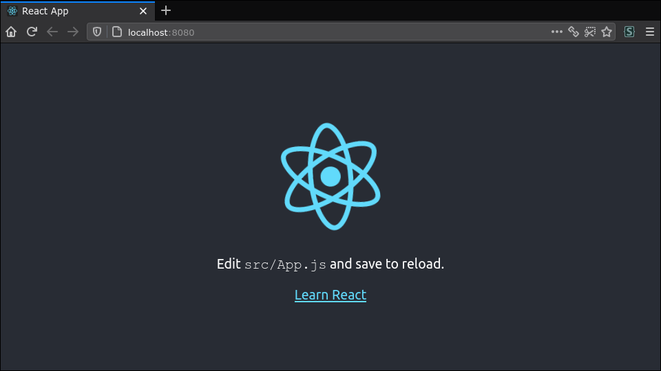 Скриншот стандартного проекта create-react-app