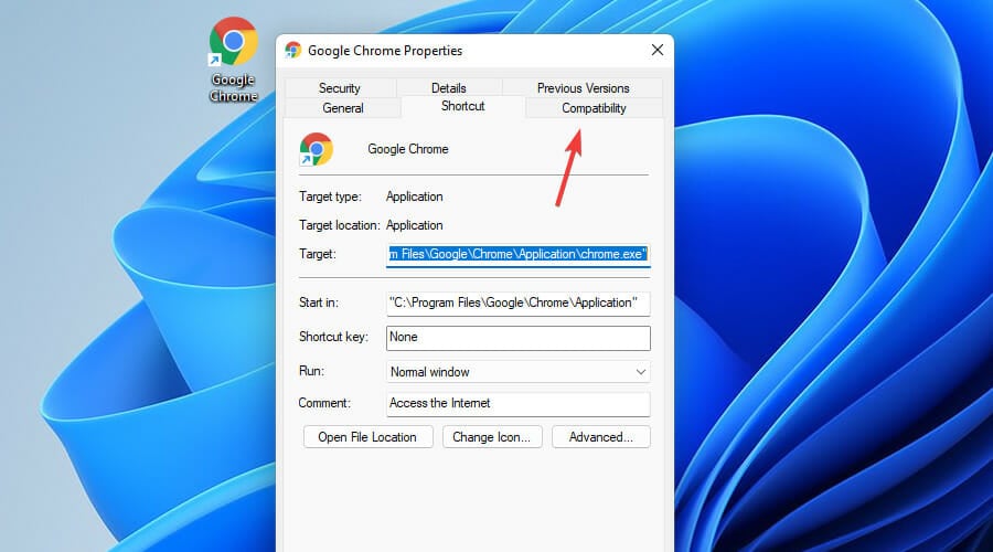 Вкладка совместимости в свойствах программы
