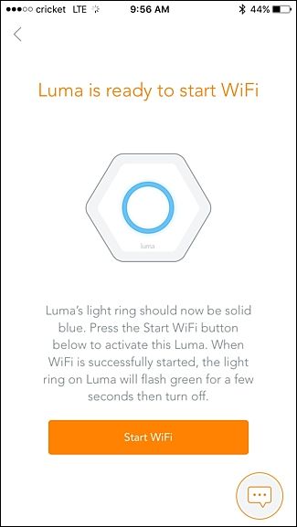 Успешная установка устройства Luma — экран подтверждения в приложении