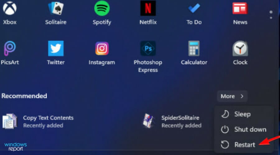 Меню питания в Windows с удержанием Shift