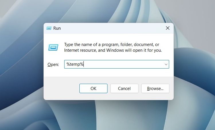 Access Temp folder in Run dialogue box 