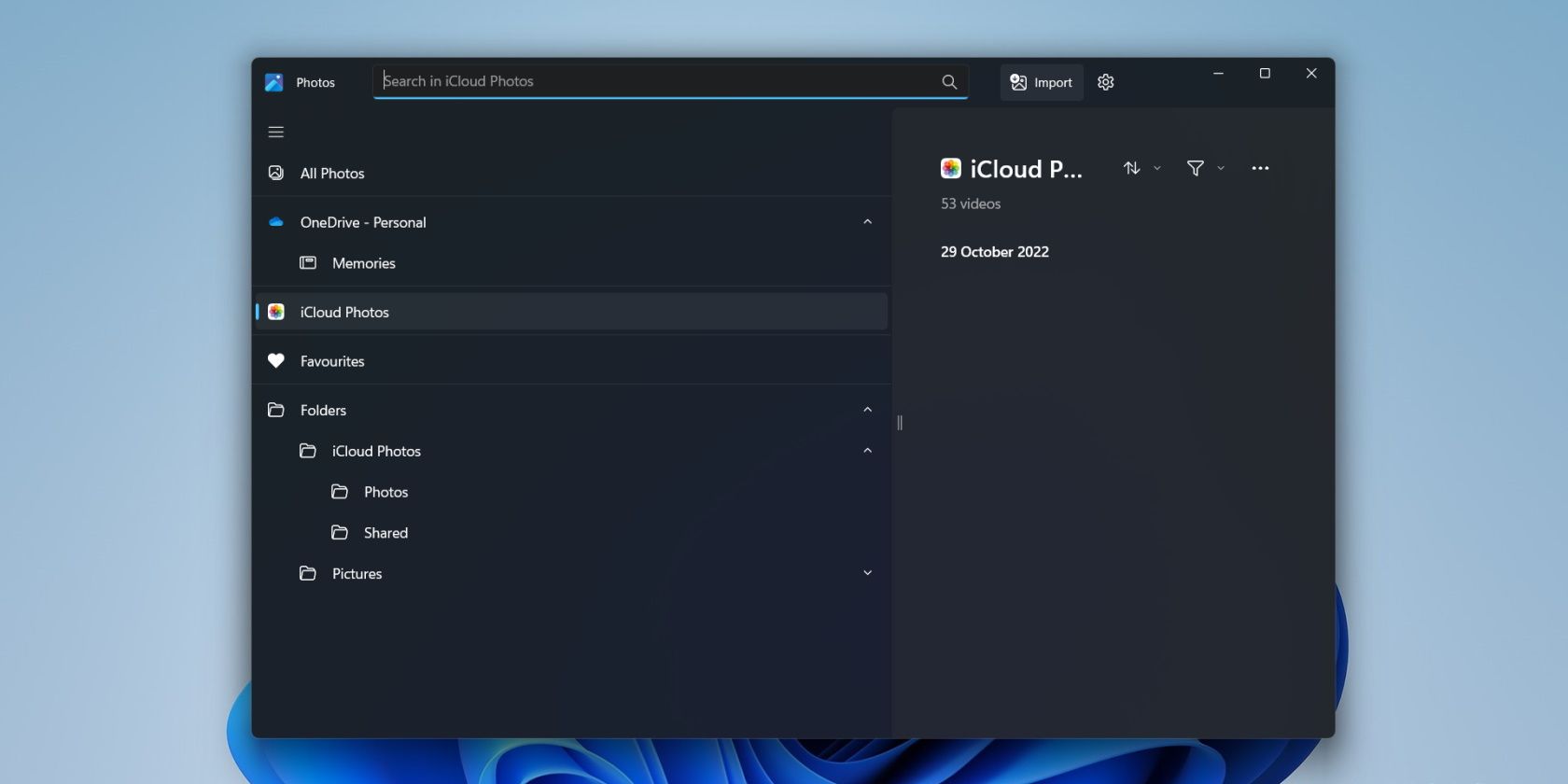 Добавить iCloud Photos в «Фотографии» Windows 11