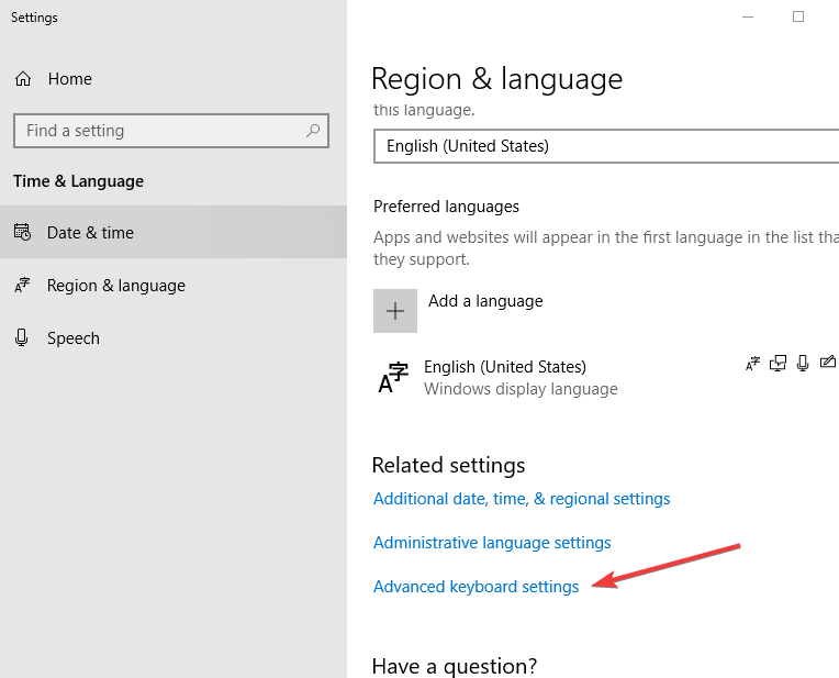 Дополнительные параметры клавиатуры