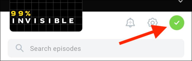 Нажмите кнопку Плюс, чтобы отписаться от подкаста