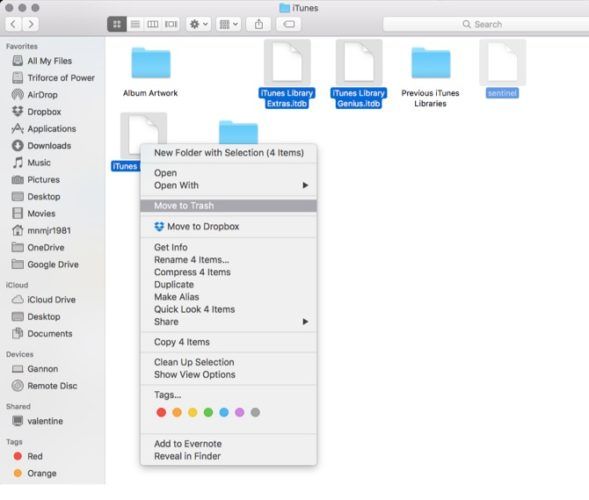 Файлы библиотеки iTunes в Finder