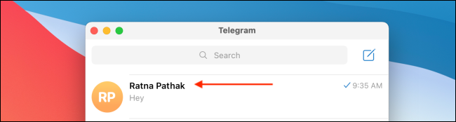 Выбор чата в Telegram на Mac
