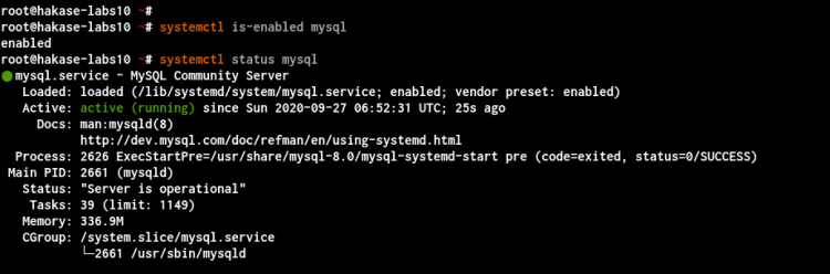 Проверка статуса MySQL