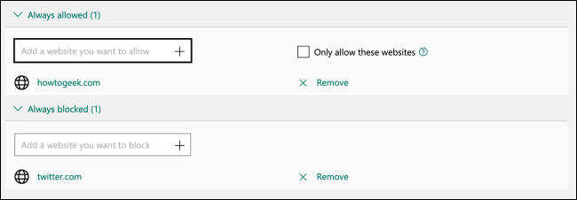 Списки всегда заблокированных и разрешённых сайтов в Microsoft Family Group