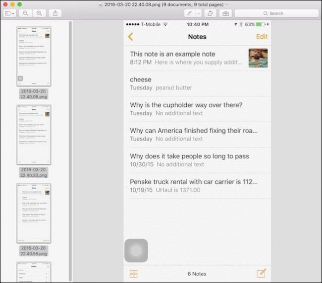 Выделенные миниатюры изображений в Preview