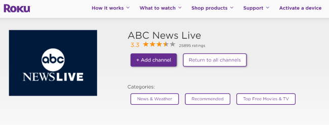 Стрим ABC News на канале Roku