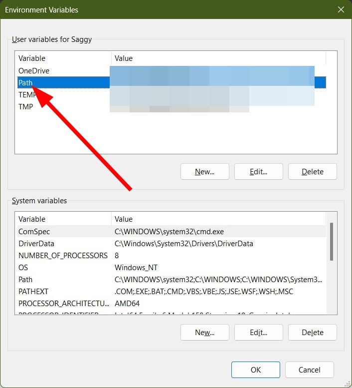 Редактирование переменной Path