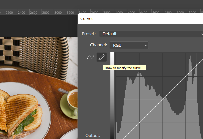 Выбор карандаша в меню «Кривые».