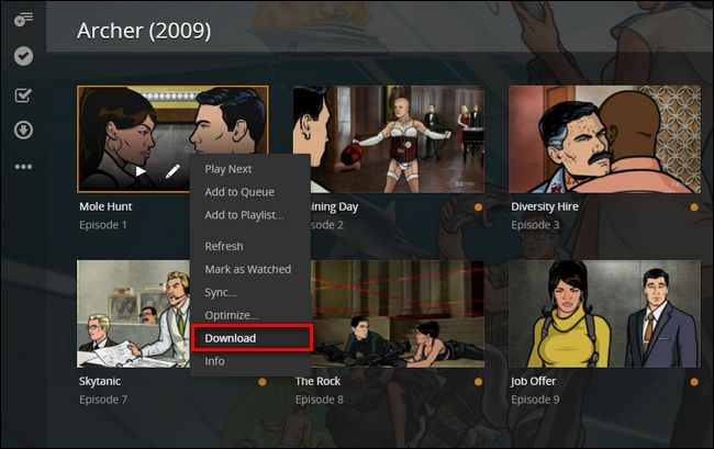 Контекстное меню с опцией «Download» для скачивания эпизода