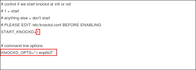 Изменения в управляющем файле knockd