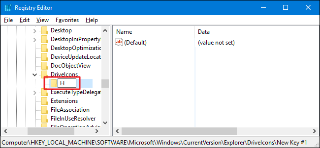 Создание ключа с буквой диска