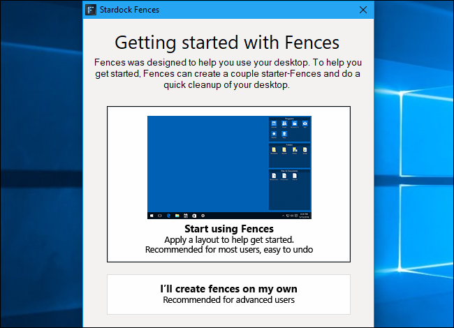 Создание нового фенса на рабочем столе.