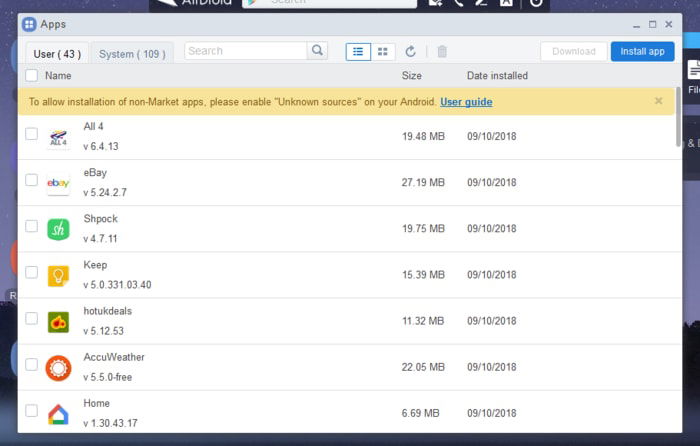 Установка сторонних APK через AirDroid